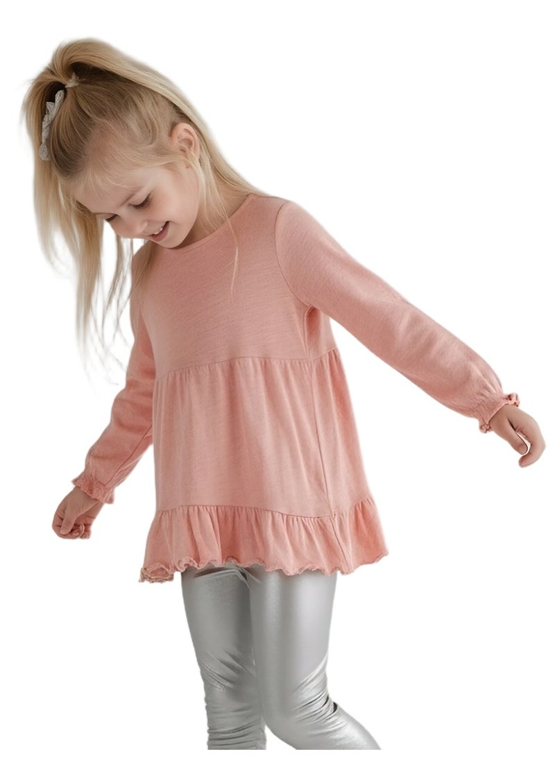 تي شيرت طويل الأكمام فائق النعومة للفتيات الصغيرات | قميص يومي مريح للحضانة (من 6 أشهر إلى 4 سنوات) | أساس أساسي لا غنى عنه في خزانة الملابس - Image 1