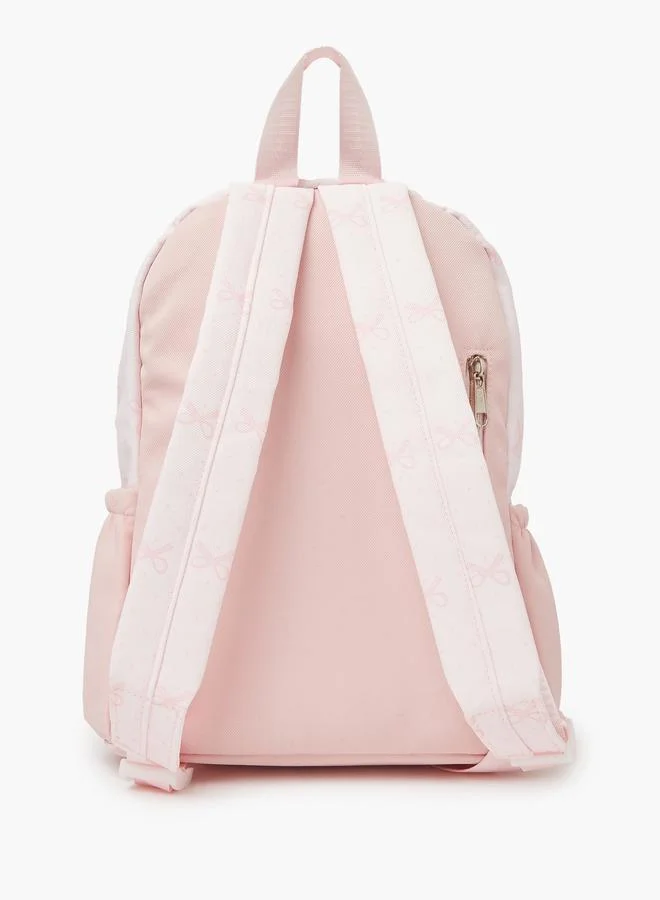 ستايلي Girls Light Pink Bow Print Backpack