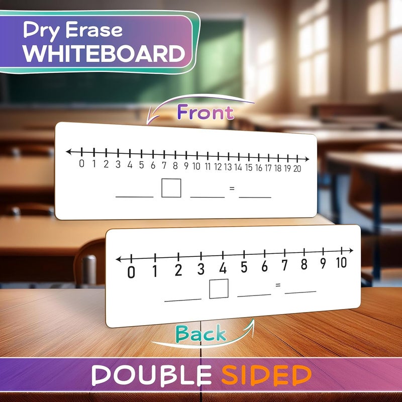 Scribbledo Dry Erase Number Line Board 4”x12” Inch Lapboard Double Sided White Board Featuring 0-10 Number Line On One Side 0-20 On The Other for Students Desk Whiteboard Math Manipulatives - Image 3