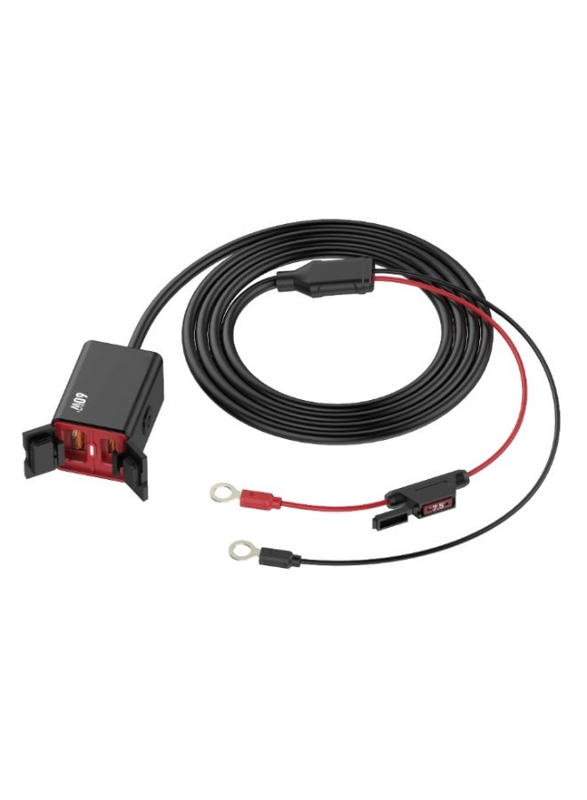 ريبنيو منفذ شحن USB للدراجات النارية 30 وات USB-A 30 وات USB-C شحن سريع سلكي يستمد الطاقة من البطارية، شاحن سيارة للدراجات النارية، تصميم مقاوم للماء - Image 4