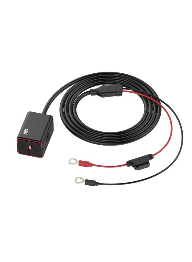 ريبنيو منفذ شحن USB للدراجات النارية 30 وات USB-A 30 وات USB-C شحن سريع سلكي يستمد الطاقة من البطارية، شاحن سيارة للدراجات النارية، تصميم مقاوم للماء - Image 5