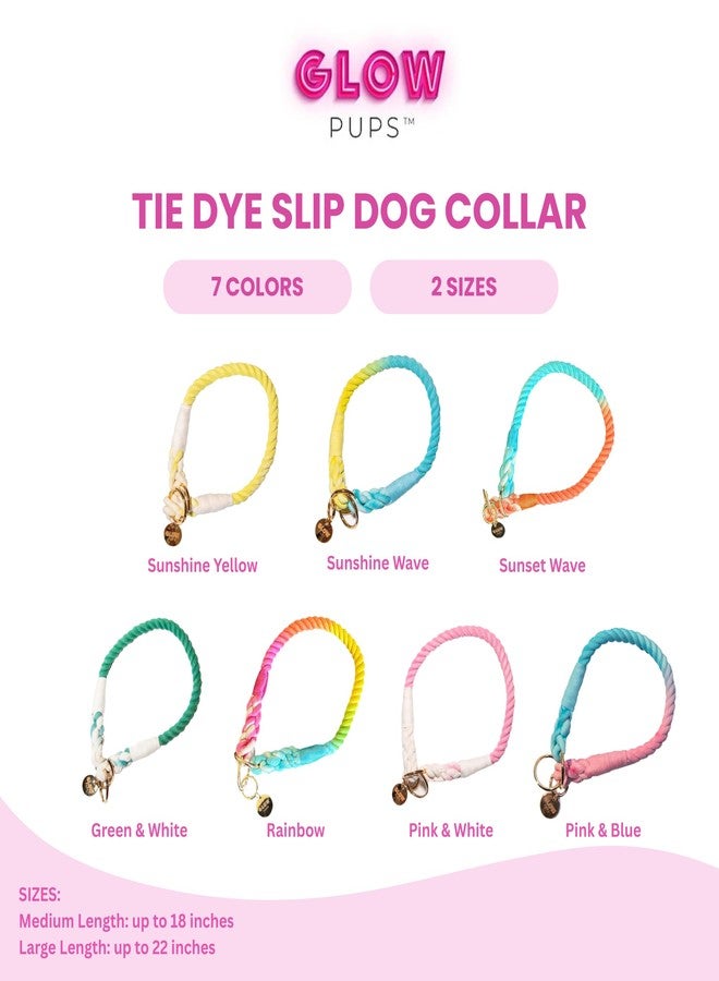 Glow Pups طوق ومقود انزلاقي للكلاب من Glow Pups، حبل ملون مصنوع يدويًا للكلاب المتوسطة والكبيرة، تصميم مضفر متين، تصميم متدرج أنيق، مناسب للتدريب، مقاس الطوق 18 بوصة (وردي/أزرق، متوسط) - Image 4