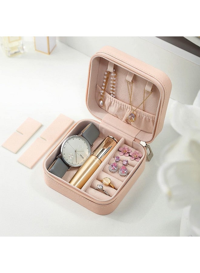 YouBella Jewellery Set of 2 Combo Organisers Gifts PU Leather Zipper Portable Home Jwell organizer Storage Box Case Container for Rings, Earrings, Necklace for girls and women (Pink & Blue) - Image 2