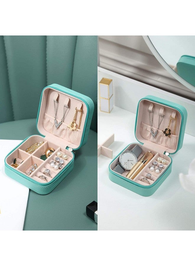 YouBella Jewellery Set of 2 Combo Organisers Gifts PU Leather Zipper Portable Home Jwell organizer Storage Box Case Container for Rings, Earrings, Necklace for girls and women (Pink & Blue) - Image 5