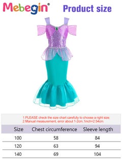 MEBEGIN 9 PCS Mermaid Princess Dress Set, Gorgeous Princess Costume Set with Necklace, Ring, Magic Wand and Other Accessaries, Elegant Princess Dress Up Costume for Girls, Great for Fancy Dress Parties, Birthdays, Prom Outfits and Cosplay Activities  - Image 4