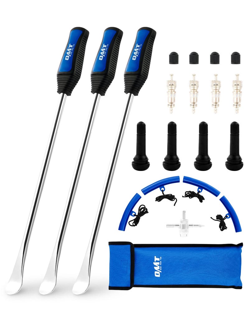 Orion Motor Tech 145 Tire Spoon Kit 20pc Tire Changing Tool for Motorcycle Dirt Bike Lawn Tractor Bicycle Motorcycle Tire Changer Tire Removal Tool with 4pc Rim Covers Valve Tool Valve Cores