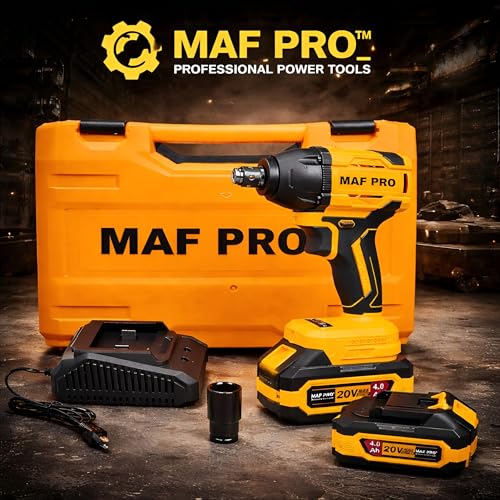 MAF PRO CIWLI3502 Cordless Impact Wrench 350Nm, 20V Brushless Li-Ion, 1/2 Inch Drive, Variable Speed, for Car Tyre Removal, Wheel Nut and Bolt Tightening, Automotive and Garage Use - Image 2