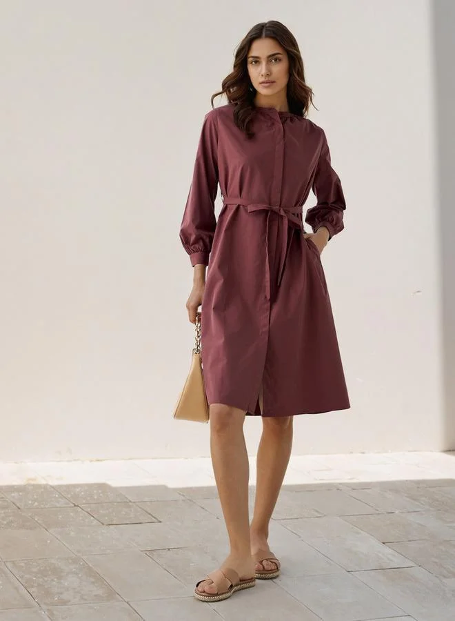 Splash FAV Shirt Knee-Length Dress with Waist Tie-Up