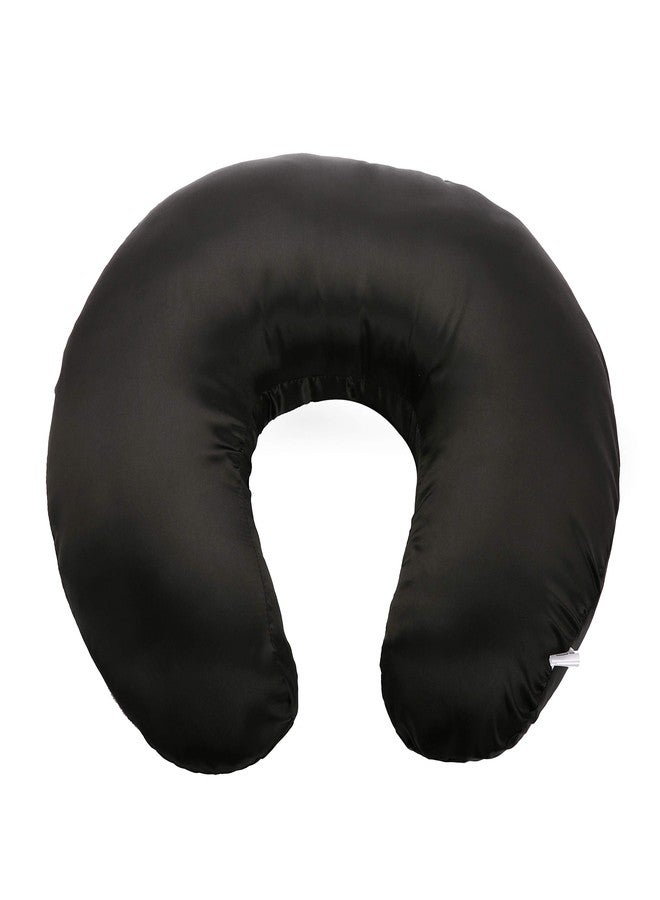 Pro Goleem Satin Nursing Pillow Cover Silk Feeling Soft Feeding Pillow Slipcover for Breastfeeding Moms Fits Standard Infant Nursing Pillow or Positioner Black - Image 1