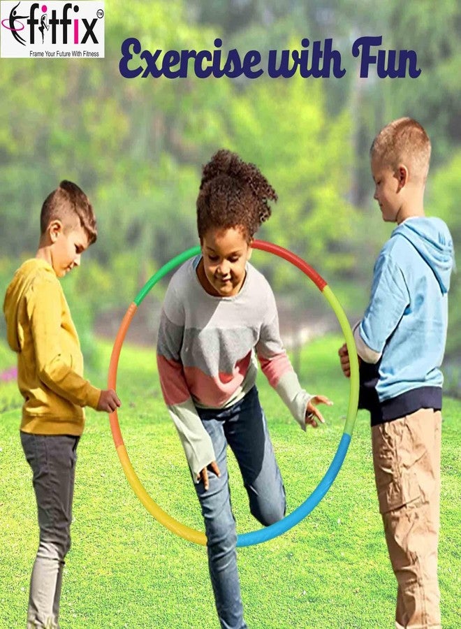Fitfix® Adjustable Designer Sports Plastic Toy Hoop for Kids, Girls & Women - Multicolour, 6 Interlockable Pieces, Adjustable 28 Inch (70 cm), Pack of 2 Hoola Hoop Rings - Image 5