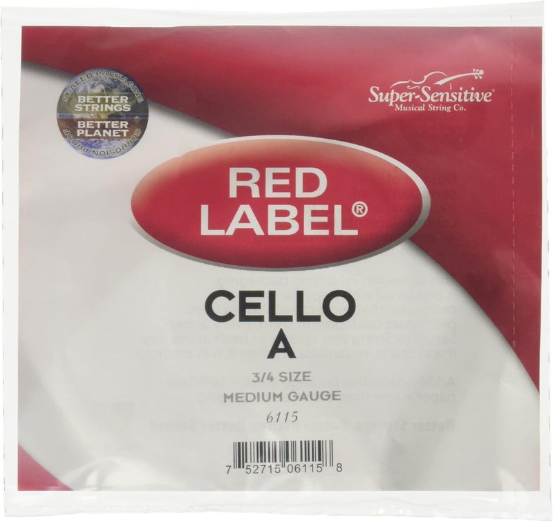 Super Sensitive Red Label 6115 Cello A String, 3/4 - Image 1