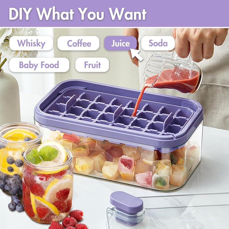 SHOPECOM Plastic Ice Cube Tray with Lid and Bin 48 Pcs Ice Cubes Mold Ice Tray for Freezer with 2 Trays Ice Freezer Container SpillResistant Removable Lid Ice Scoop for WhiskeyCocktail - Image 2