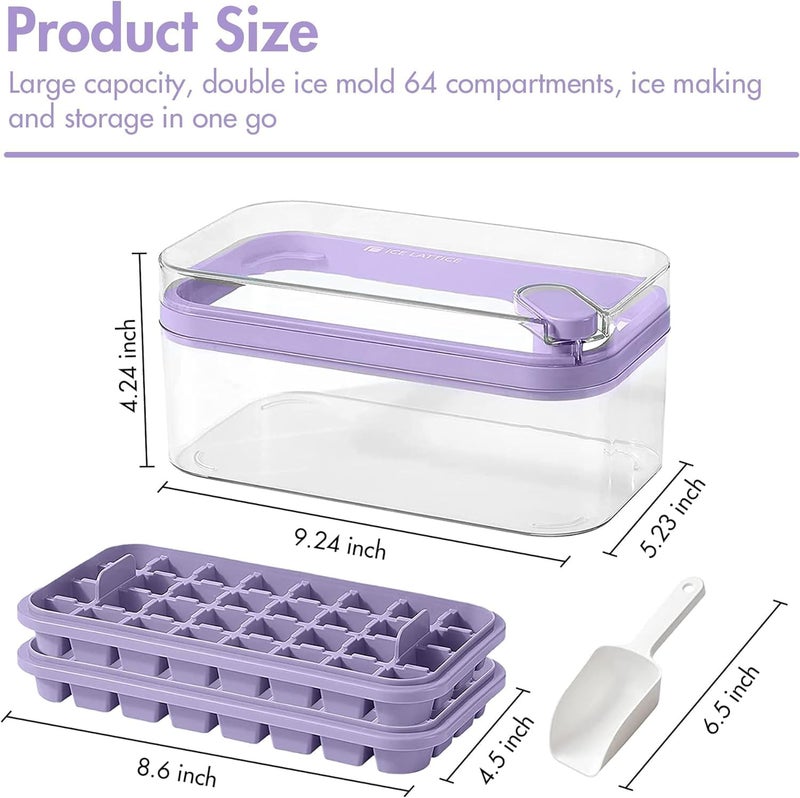 SHOPECOM Plastic Ice Cube Tray with Lid and Bin 48 Pcs Ice Cubes Mold Ice Tray for Freezer with 2 Trays Ice Freezer Container SpillResistant Removable Lid Ice Scoop for WhiskeyCocktail - Image 5