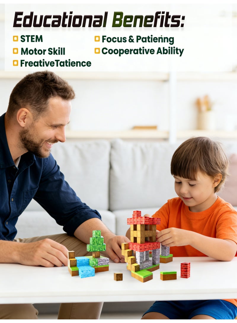 Hirospace Magnetic Blocks Build Mine Magnet World Edition,magnetic building blocks for Kids(Age 3-12), 100PCS Fidget 0.8" Cubes Construction Toys,STEM Montessori Sensory Toys for Toddlers Gifts for 3+ Years Old - Image 2