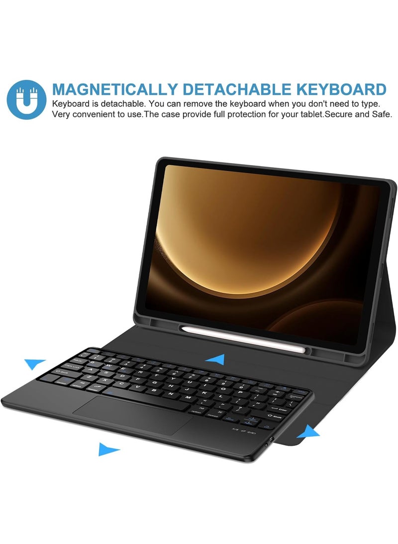 Muzz حافظة لوحة مفاتيح تعمل باللمس لجهاز سامسونج جالاكسي تاب S9 FE 10.9 تاب S9 (2023) لوحة مفاتيح بلوتوث قابلة للفصل مع حامل قلم S لوحة تتبع متعددة اللمس غطاء ذكي مع حامل قابل للتعديل - Image 3