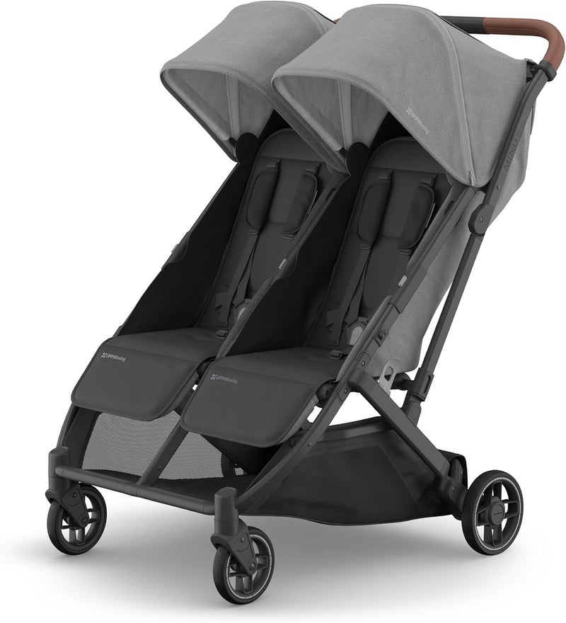 UPPAbaby عربة أطفال UPPAbaby Minu Duo مزدوجة بجانب بعضها - تصميم خفيف الوزن ومضغوط للسفر - قابلة للطي بسهولة - من الولادة حتى مرحلة الطفولة - رمادي - Image 1