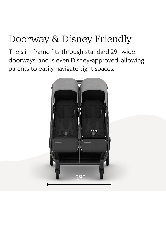 UPPAbaby عربة أطفال UPPAbaby Minu Duo مزدوجة بجانب بعضها - تصميم خفيف الوزن ومضغوط للسفر - قابلة للطي بسهولة - من الولادة حتى مرحلة الطفولة - رمادي - Image 4