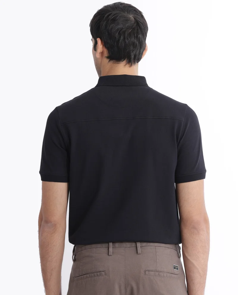 Rare Rabbit Men's Flat Knit Zipper And Snap Button Polo