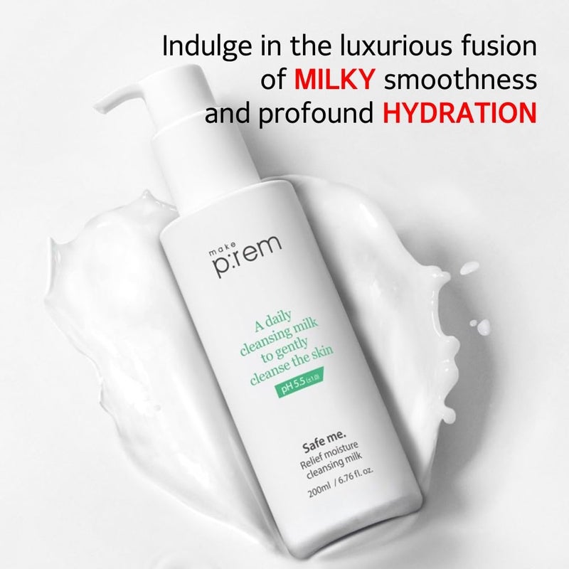 MAKEP:REM MAKE P:REM Safe Me. Relief Moisture Cleansing Milk, Hydrating Gentle Milk Cleanser for Sensitive Skin with Soy Protein, Korean Face Wash, 6.76 fl.oz. (200ml) - Image 5