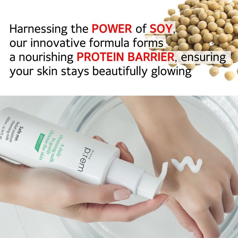 MAKEP:REM MAKE P:REM Safe Me. Relief Moisture Cleansing Milk, Hydrating Gentle Milk Cleanser for Sensitive Skin with Soy Protein, Korean Face Wash, 6.76 fl.oz. (200ml) - Image 3