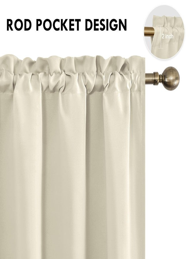 DWCN Blackout Curtains for Bedroom - Rod Pocket Thermal Insulated Noise Reducing Noise Reducing Drapes for Living Room, W 42 x L 63 Inch, 2 Panels, Light Beige - Image 4
