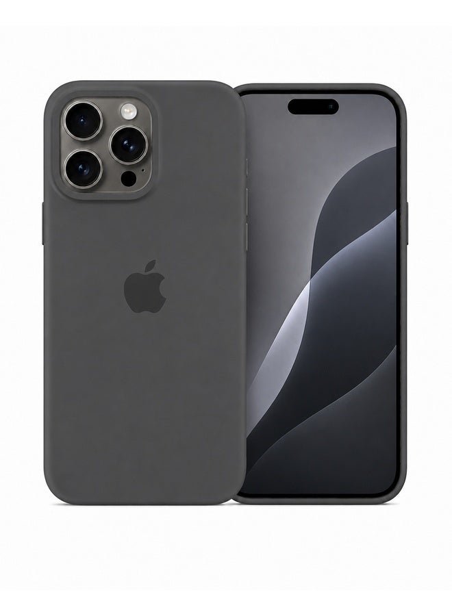 VR CREATIVE Apple iPhone 16 Pro Max Liquid Silicone Protective Case Cover with Microfiber Lining, Slim Shockproof Soft TPU Back Cover - Grey - Image 1