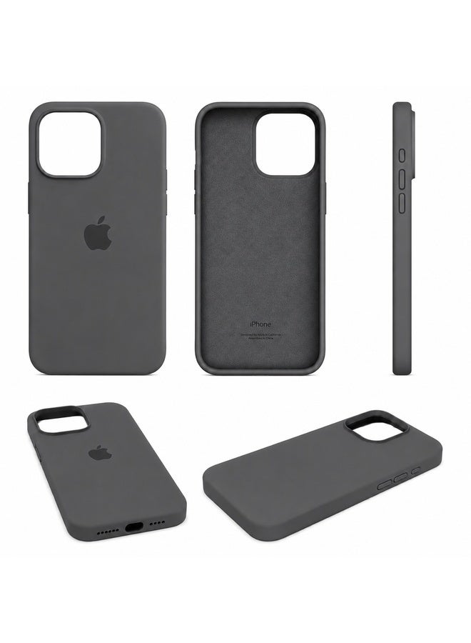 VR CREATIVE Apple iPhone 16 Pro Max Liquid Silicone Protective Case Cover with Microfiber Lining, Slim Shockproof Soft TPU Back Cover - Grey - Image 3