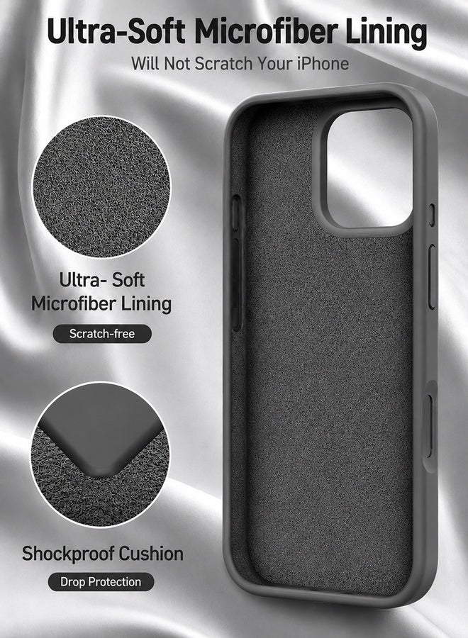 VR CREATIVE Apple iPhone 16 Pro Max Liquid Silicone Protective Case Cover with Microfiber Lining, Slim Shockproof Soft TPU Back Cover - Grey - Image 5