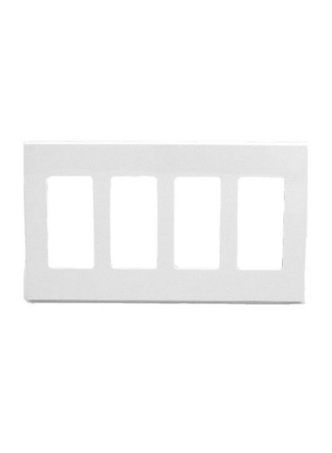 Leviton 80312-SW 4-Gang Decora Plus Wallplate Screwless Snap-On Mount, White
