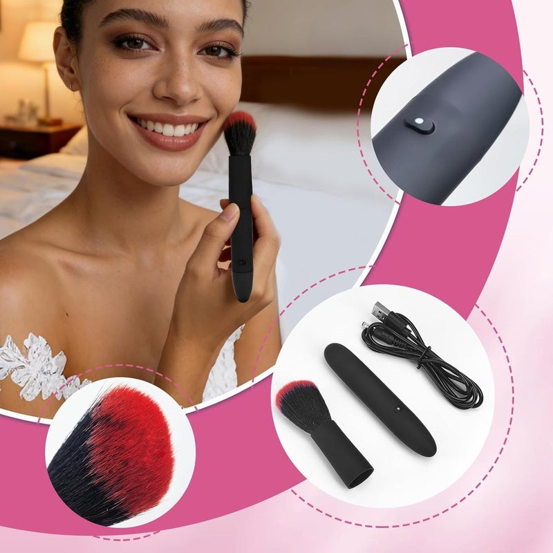 Tenmokus Powered Electric Makeup Brush, 10 Gear Vibration Rechargeable Cosmetic Foundation Brush - Image 3