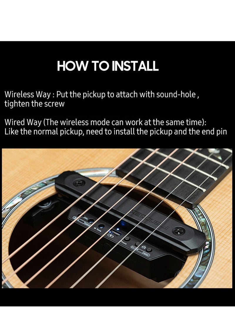 Double DOUBLE X2 Wireless Pickup for 80-120mm Sound-hole Acoustic Guitar, Black - Image 4