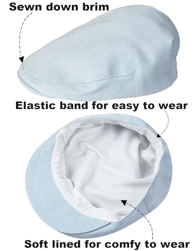 A&J DESIGN Baby Suits for Boys Wedding Gentleman Suspenders Outfits Summer Formal Easter Rompers with Hat Light Blue 9-12 Months - Image 5