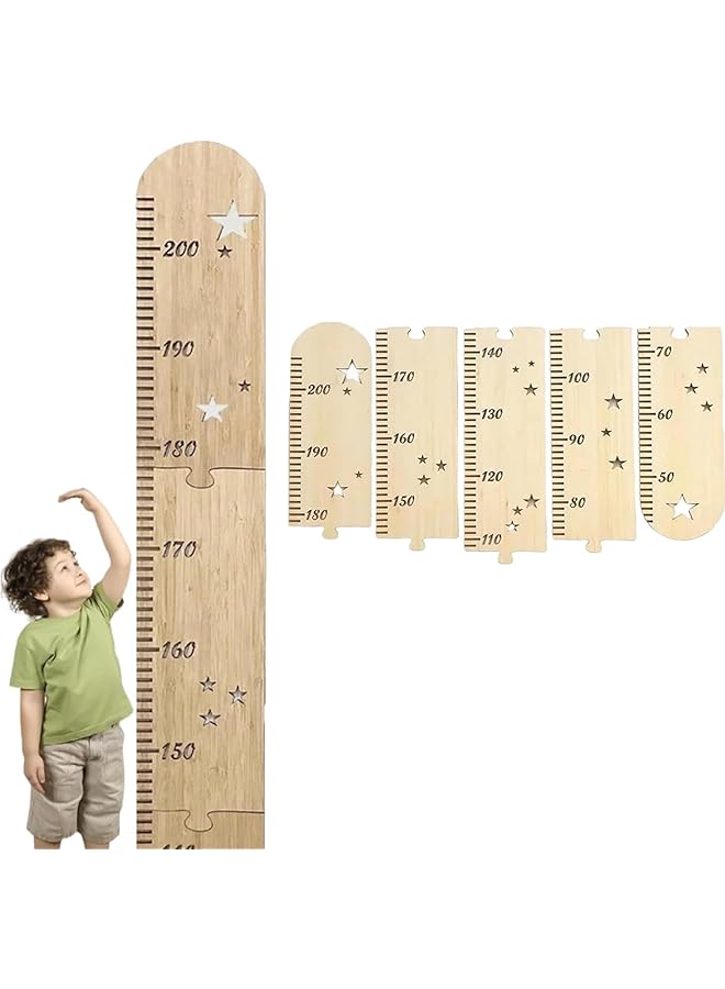 The Bros مخطط ارتفاع خشبي للأطفال، مخطط قياس خشبي، مخططات نمو الارتفاع، لغز خشبي قابل للطي لغرفة الأطفال، مخطط ارتفاع خشبي لتزيين الجدران (200 سم) - Image 1