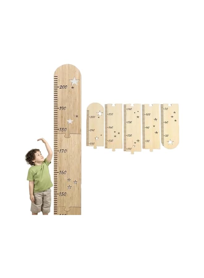 The Bros مخطط ارتفاع خشبي للأطفال، مخطط قياس خشبي، مخططات نمو الارتفاع، لغز خشبي قابل للطي لغرفة الأطفال، مخطط ارتفاع خشبي لتزيين الجدران (200 سم) - Image 2