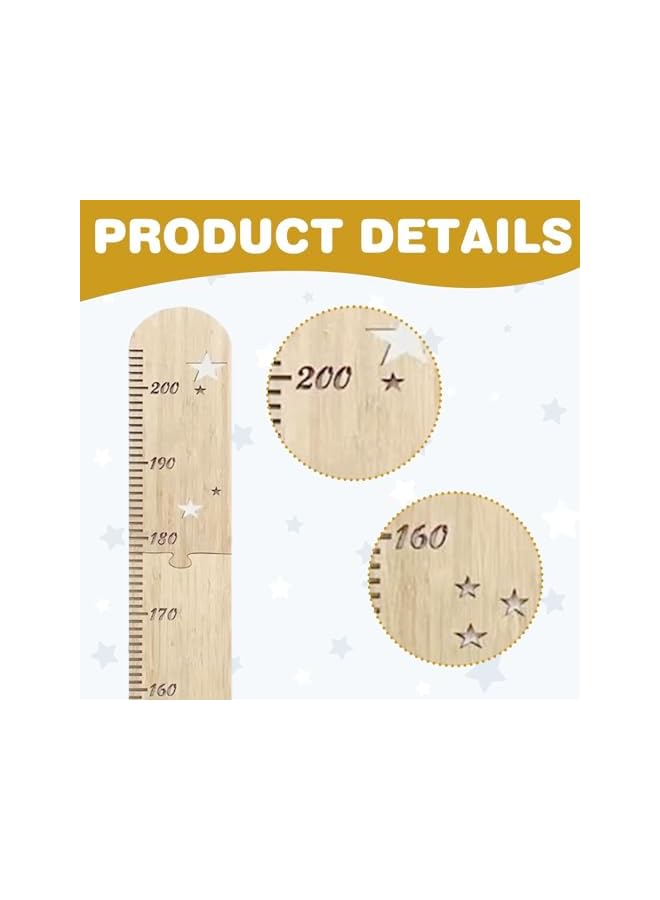 The Bros مخطط ارتفاع خشبي للأطفال، مخطط قياس خشبي، مخططات نمو الارتفاع، لغز خشبي قابل للطي لغرفة الأطفال، مخطط ارتفاع خشبي لتزيين الجدران (200 سم) - Image 4