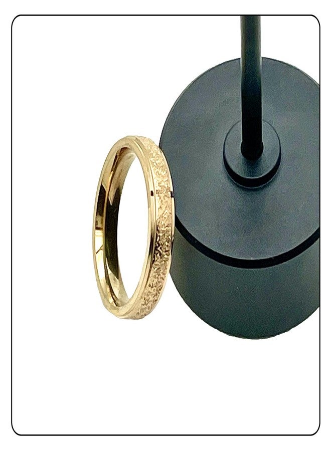 Fusamk Fashion Simple Rose Gold Stackable Rings Stainless Steel Sandblast Crystal Band Rings(Rose Gold(9)) - Image 5