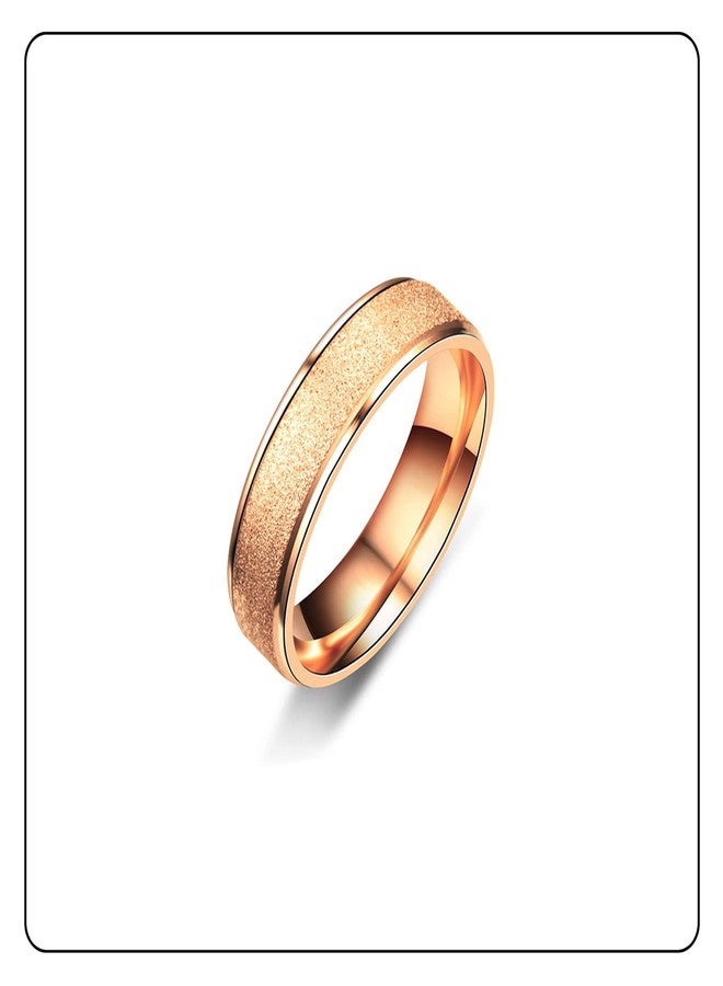 Fusamk Fashion Simple Rose Gold Stackable Rings Stainless Steel Sandblast Crystal Band Rings(Rose Gold(9)) - Image 3
