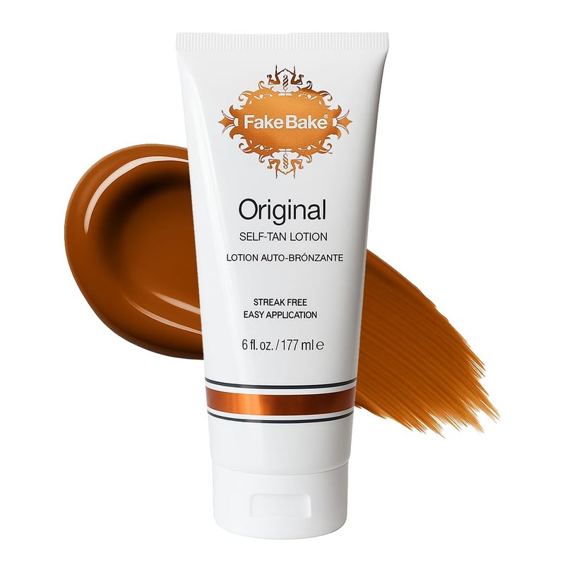 Fake Bake Original Self-Tanning Lotion â€“ Lasting, Natural-Looking Sunless Tanner for All Skin Tones â€“ Streak-Free, Buildable Color for Women & Men â€“ 6 oz - Image 1