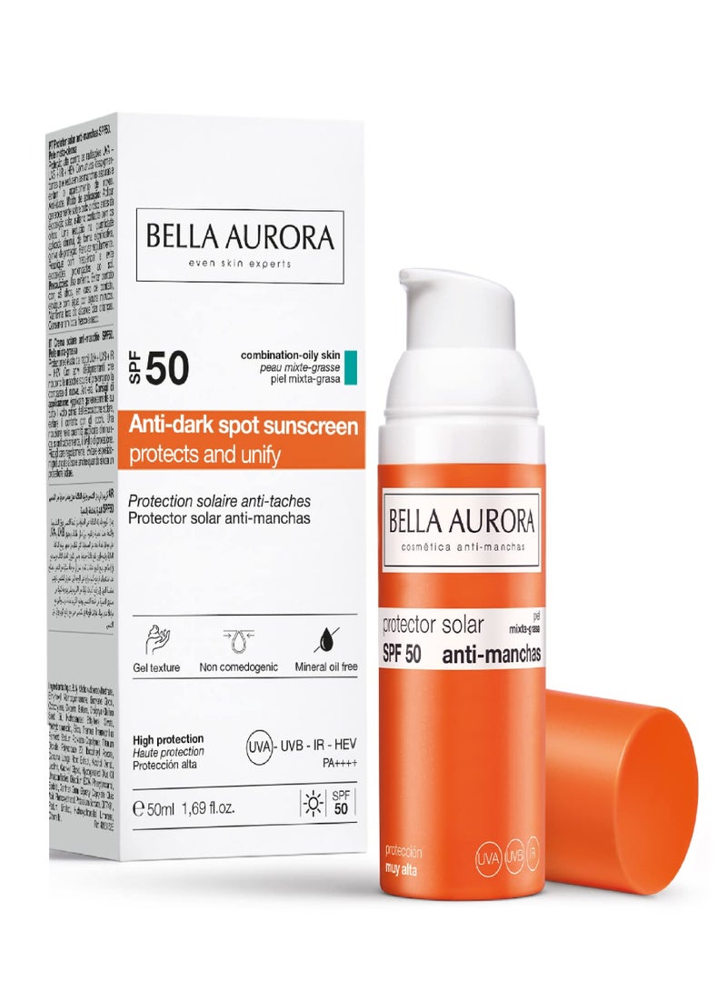 BELLA AURORA بيلا أورورا كريم جل مضاد للبقع SPF50+ للبشرة المختلطة والدهنية 50 مل