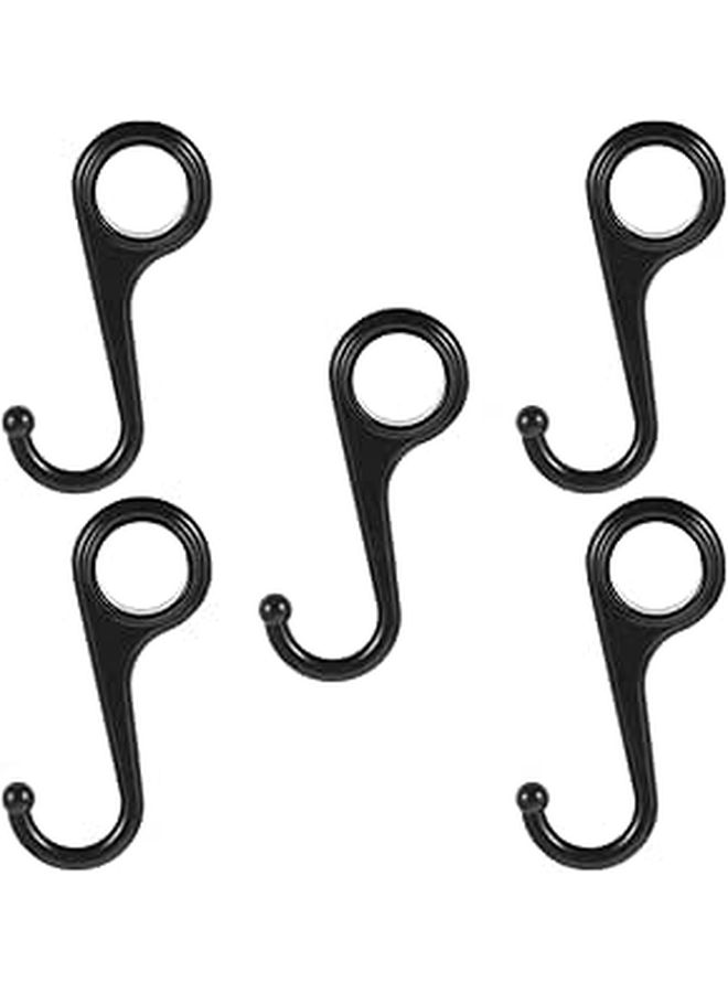 Black Metal Ring Hooks 5 Pack Coat Towel Hanger Kitchen Bathroom Organizer - Image 1