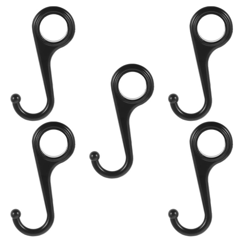 Black Metal Ring Hooks 5 Pack Coat Towel Hanger Kitchen Bathroom Organizer - Image 2