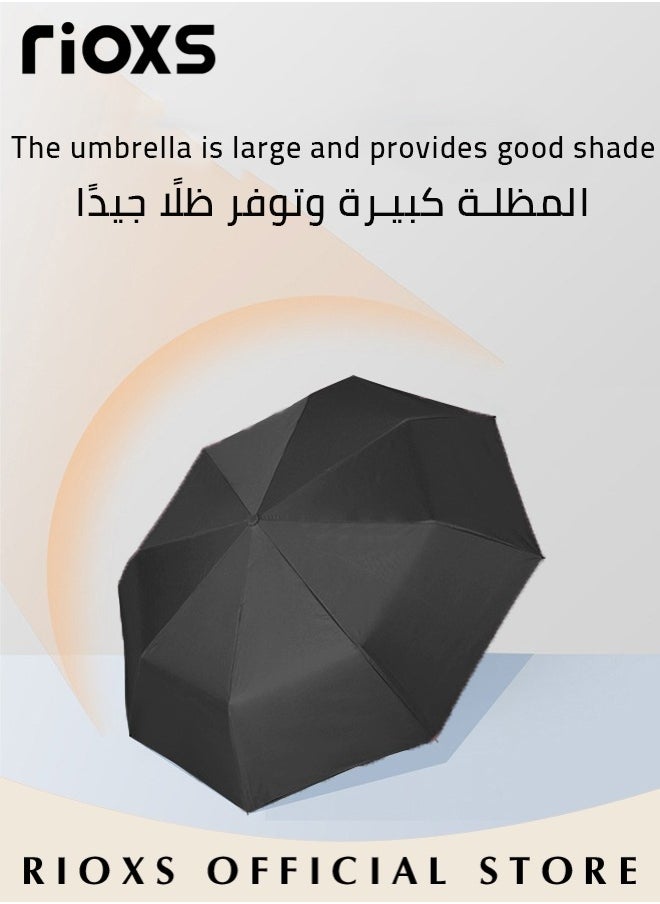 RIOXS - Folding Umbrella,Travel Umbrella With Rotating Lock Handle,One Button Automatic Open And Close Umbrella,Strong Windproof Waterproof Coating Layer Fabric Umbrella,For Men Women Kids Students - Image 1