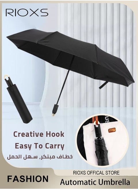 Folding Umbrella,Travel Umbrella With Rotating Lock Handle,One Button Automatic Open And Close Umbrella,Strong Windproof Waterproof Coating Layer Fabric Umbrella,For Men Women Kids Students