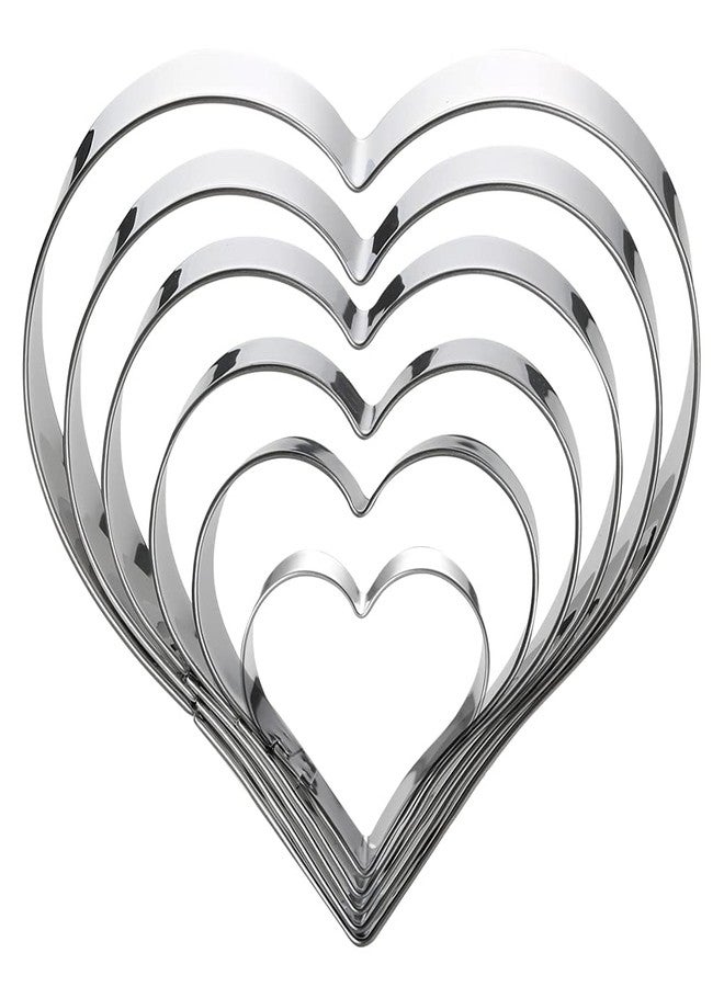 Maykito Heart Cookie Cutter Set-6 Pieces in Gratuated Size-Stainless Steel - Image 1