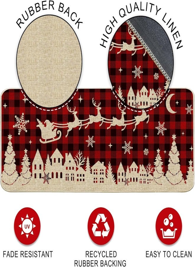 بنياتا طقم سجاد وحصائر مطبخ لعيد الميلاد مكون من قطعتين، ديكور أرضيات عيد ميلاد سعيد لمطبخ المنزل، مقاس 17 × 29 و 17 × 47 بوصة - Image 4