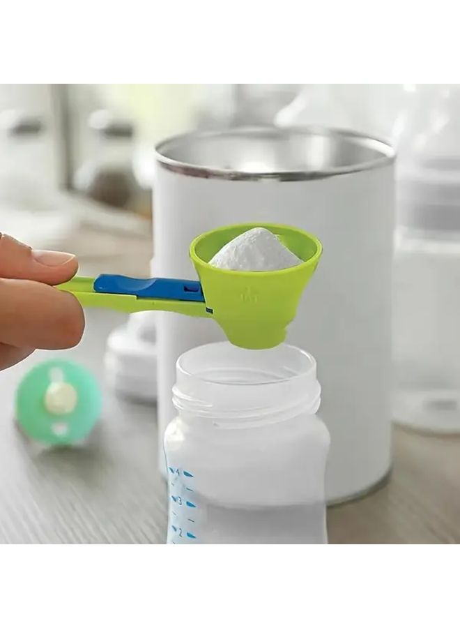 Green 2 In 1 Sliding Spoon Measuring Cup And Anti Spill Funnel For Protein Powder - Image 1