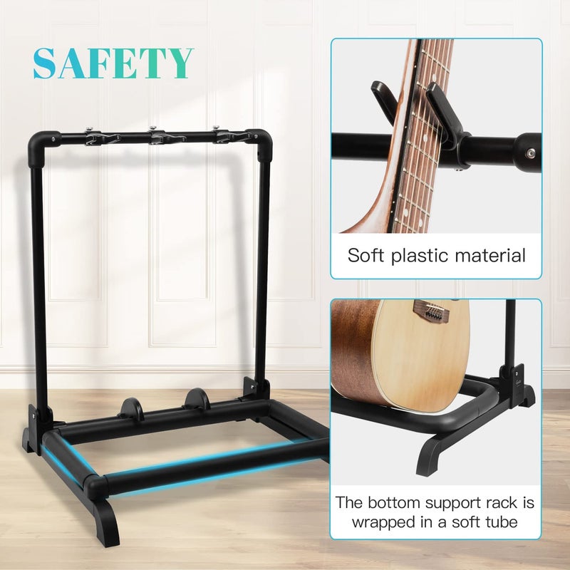 GUITTO Multi Guitar Rack Stand Foldable Universal Display Rack Portable Guitar Holder for Band Stage Bass Acoustic Guitar -3 Holder GGS-12 - Image 5