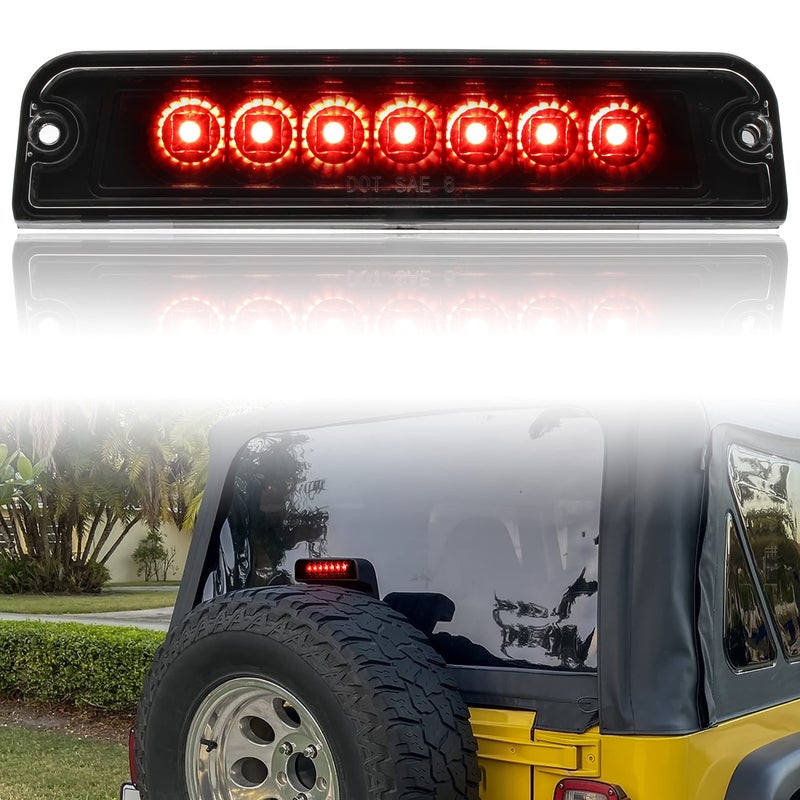 ضوء الفرامل الثالث LED لسيارة رانجلر TJ 9706 كيويس أوتو ضوء توقف مرتفع واضح مركزي لسيارة جيب رانجلر TJ 19972006 ملحقات 1 قطعة