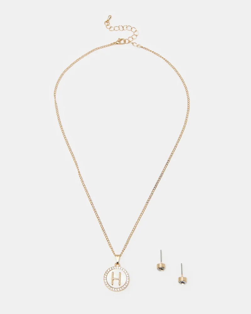 REDTAG Women Gold Letter H Necklace Set