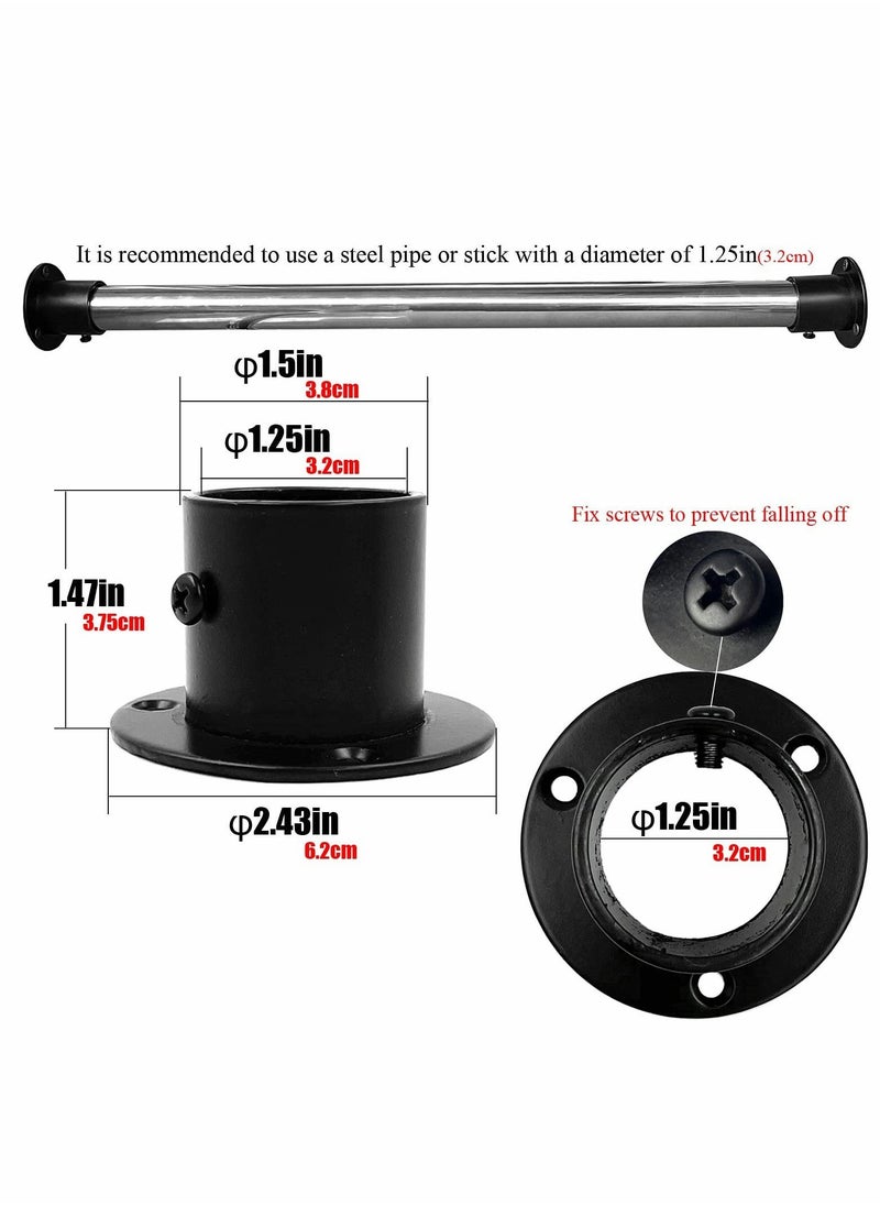 Heavy Duty Closet Pole Sockets, 4 Pack Stainless Steel Closet Rod End Supports - Image 2